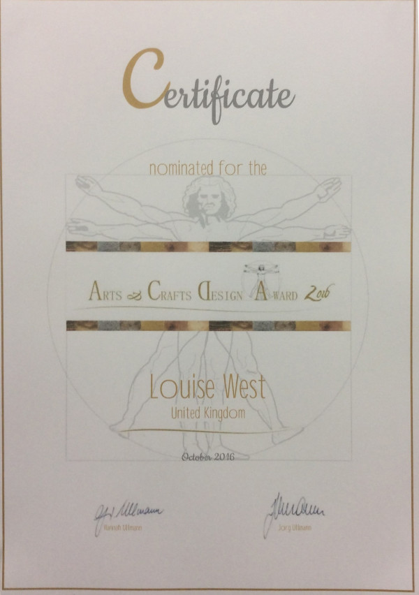 Nominee certificate for Arts and Crafts Design awards